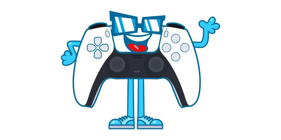 Simple Flat Gamepad Controller Cartoon Mascot Characters Vector Illustration Stockillustratie