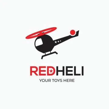 Simple flat helicopter - toy icon - red helicopter logo concept Stock Illustration