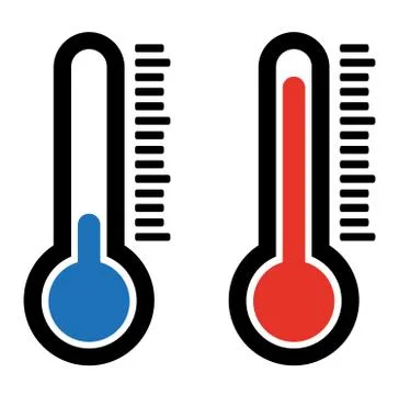 Simple flat hot and cold temperature air thermometer icon Illustrazione stock