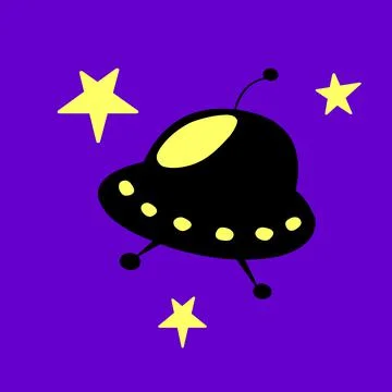 Simple flat icon of flying saucer. Clip art, design element, icon on the them Stock Illustration