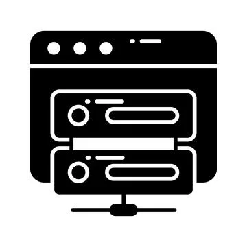 A simple flat icon of a laptop with a large red play button on the screen, Stock Illustration