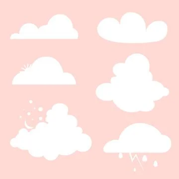 Simple flat icons clouds isolated elements 스톡 일러스트