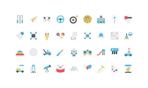Simple Flat Icons Set of Kids Toys Stock Illustration
