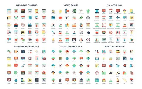 Simple Flat Icons for Technology and Design Illustrazione stock