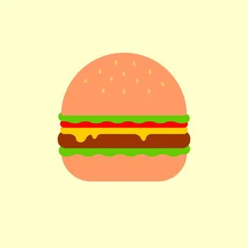 Simple flat illustration of a burger. Vector. Illustrazione stock