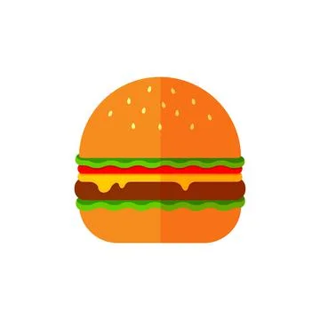 Simple flat illustration of a burger. Vector logo. Stock Illustration