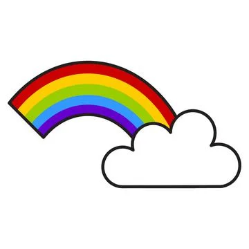 Simple flat illustration of cloud and rainbow. Stock Illustration