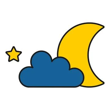 Simple flat illustration of moon and cloud. Vector illustration Illustrazione stock