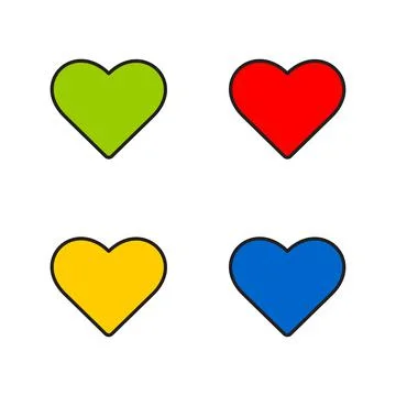 Simple flat illustration of multicolored hearts. Illustrazione stock