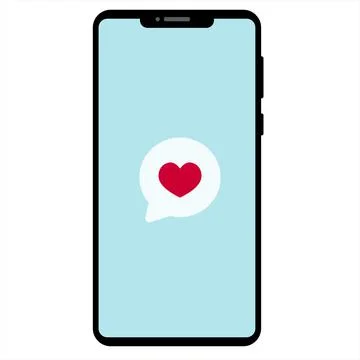 Simple flat illustration of smartphone. Love message. Vector illustration Stock Illustration