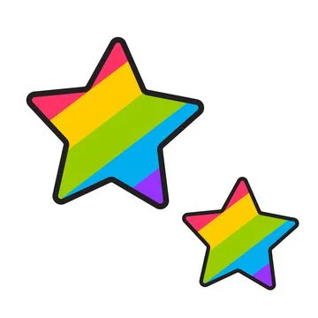Simple flat illustration of two stars in rainbow colors. Stock Illustration