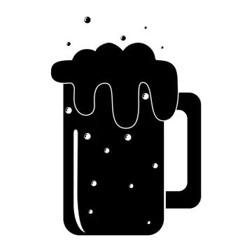 Simple flat image of a glass with a foamy carbonated drink Stock Illustration