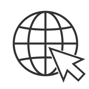 Simple flat internet www icon with globe and mouse pointer vector Stock-Illustration