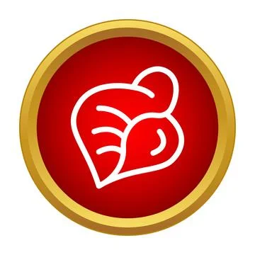 Simple flat leaves icon on red circle Stock Illustration