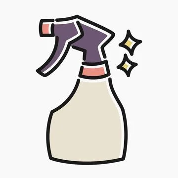 Simple flat line art cartoon of a sparkling bottle spray. Illustrazione stock