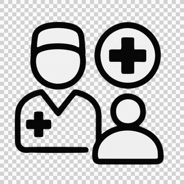 Simple Flat Line Art Icon Representing Medical Professional Assisting Patient Wi イラスト素材