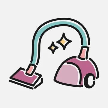 Simple flat line art illustration of a vacuum cleaner Illustrazione stock