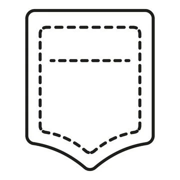 Simple flat line art for a stitched fabric pocket 스톡 일러스트
