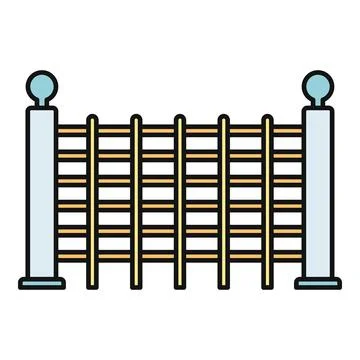 Simple flat line icon showing a protective fence structure Stock Illustration