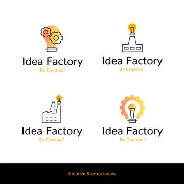 Simple flat line icons Idea Factory creative startup logos,web online concept Stock Illustration