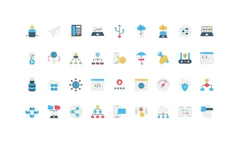 Simple Flat Network Communication Icon Set イラスト素材