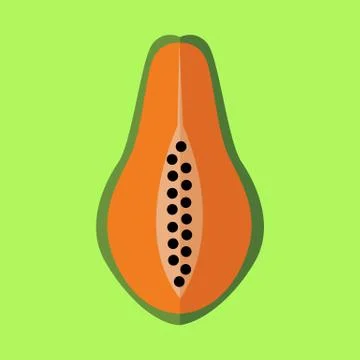 Simple Flat Open Papaya Vector Illustration Stock Illustration