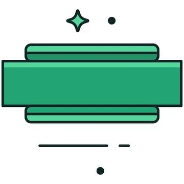 Simple flat outline blank green rectangle ribbon banner icon Stock Illustration