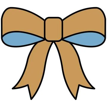 Simple flat outline classic gold ribbon bow tie icon Stock Illustration