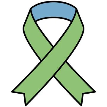 Simple flat outline green awareness ribbon campaign icon Stock Illustration