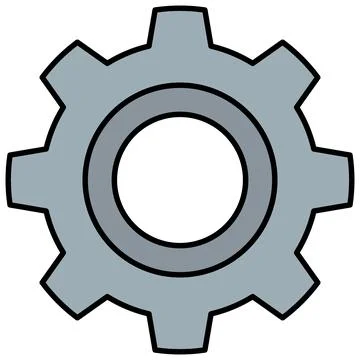 Simple flat outline mechanical gear and cog wheel icon 스톡 일러스트