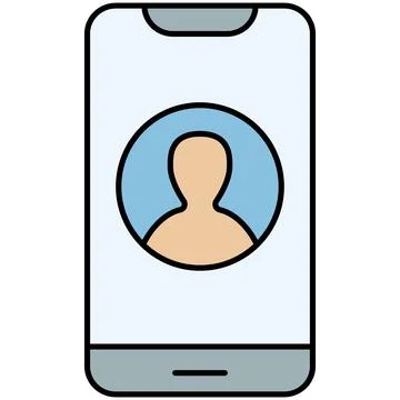 Simple flat outline mobile phone with user profile account icon Stock Illustration