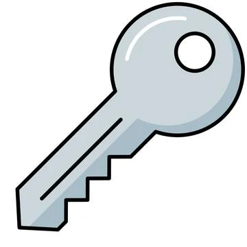 Simple flat outline security door key icon Stock Illustration