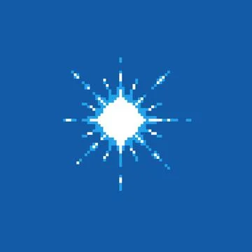 Simple flat pixel art illustration of cartoon multibeam radiance effect Stock Illustration