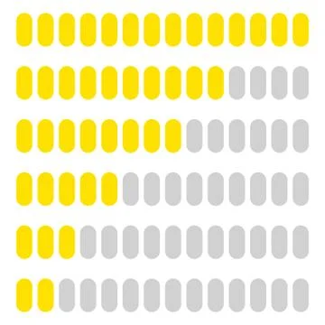 Simple, flat progress, level indicator, loading bar set at different levels Stock Illustration