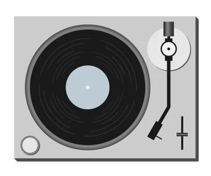 Simple flat record player symbol isolated on white 스톡 일러스트