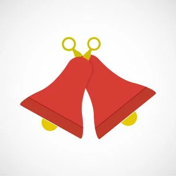Simple flat red and yellow bells, vector Stock Illustration