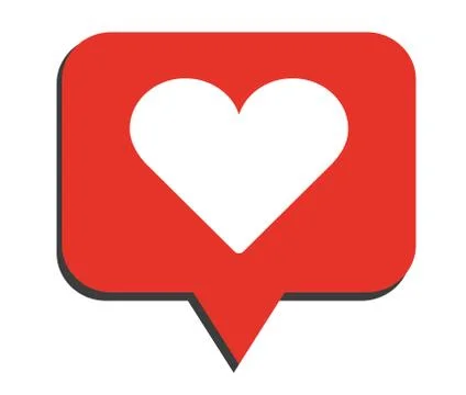 Simple flat red social media like icon with heart shape 스톡 일러스트