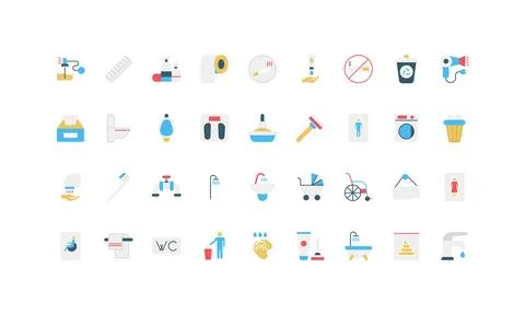 Simple Flat Restroom and Hygiene Icon Set イラスト素材
