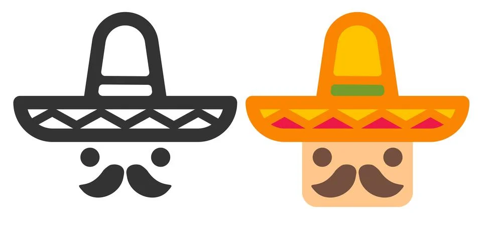 Simple flat retro-style vector logo of a Mexican man for a Mexican fast foo.. Illustration