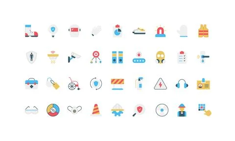 Simple Flat Safety and Security Icon Set Stock Illustration