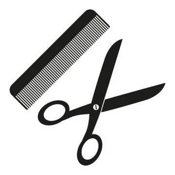 Simple flat scissors and comb icon or symbol イラスト素材