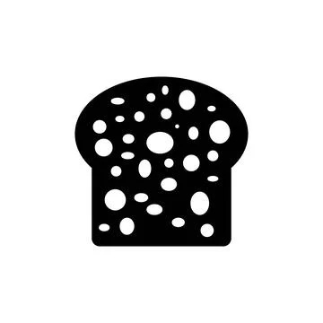 Simple, flat slice of black bread icon. Isolated on white background 스톡 일러스트