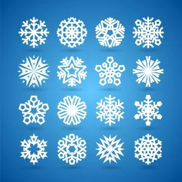 Simple Flat Snowflakes Set for Winter and Christmas Desing Stock Illustration