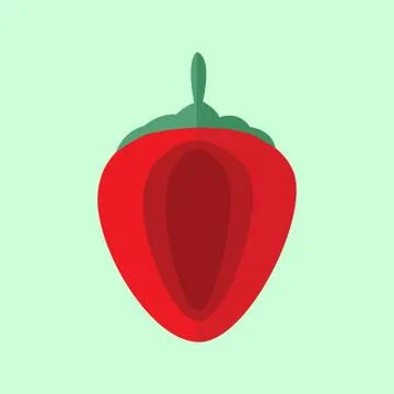 Simple Flat Strawberry Slice Vector Illustration Stock Illustration