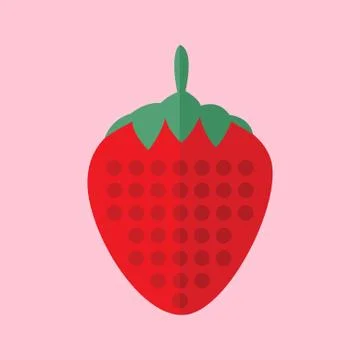 Simple Flat Strawberry Vector Illustration Stock Illustration