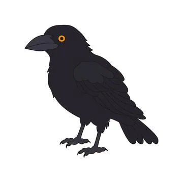 Simple flat style black crow bird. Stock Illustration