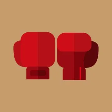 Simple Flat Style Boxing Gloves Sport Vector Illustration Graphic Stock Illustration