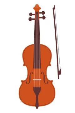 Simple flat style classic violin and bow, isolated on white. Realistic orches Illustrazione stock