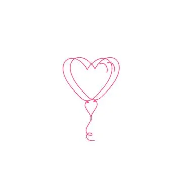 Simple flat style icon of beautiful two balloons in the form of hearts for the Illustrazione stock