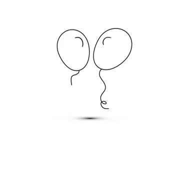 Simple flat style icon of beautiful two balloons for the feast of love on happy Stock Illustration